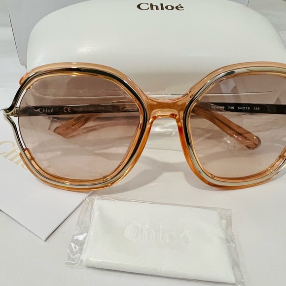 **SOLD**** CHLOE CE689S light burnt/peach shaded LENSES SUNGLASSES 54-19-135 - Picture 7 of 8